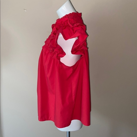 Marc New York Women’s Red Ruffle Short Sleeve Cotton Blend Blouse Plus Size 2X - Picture 3 of 6
